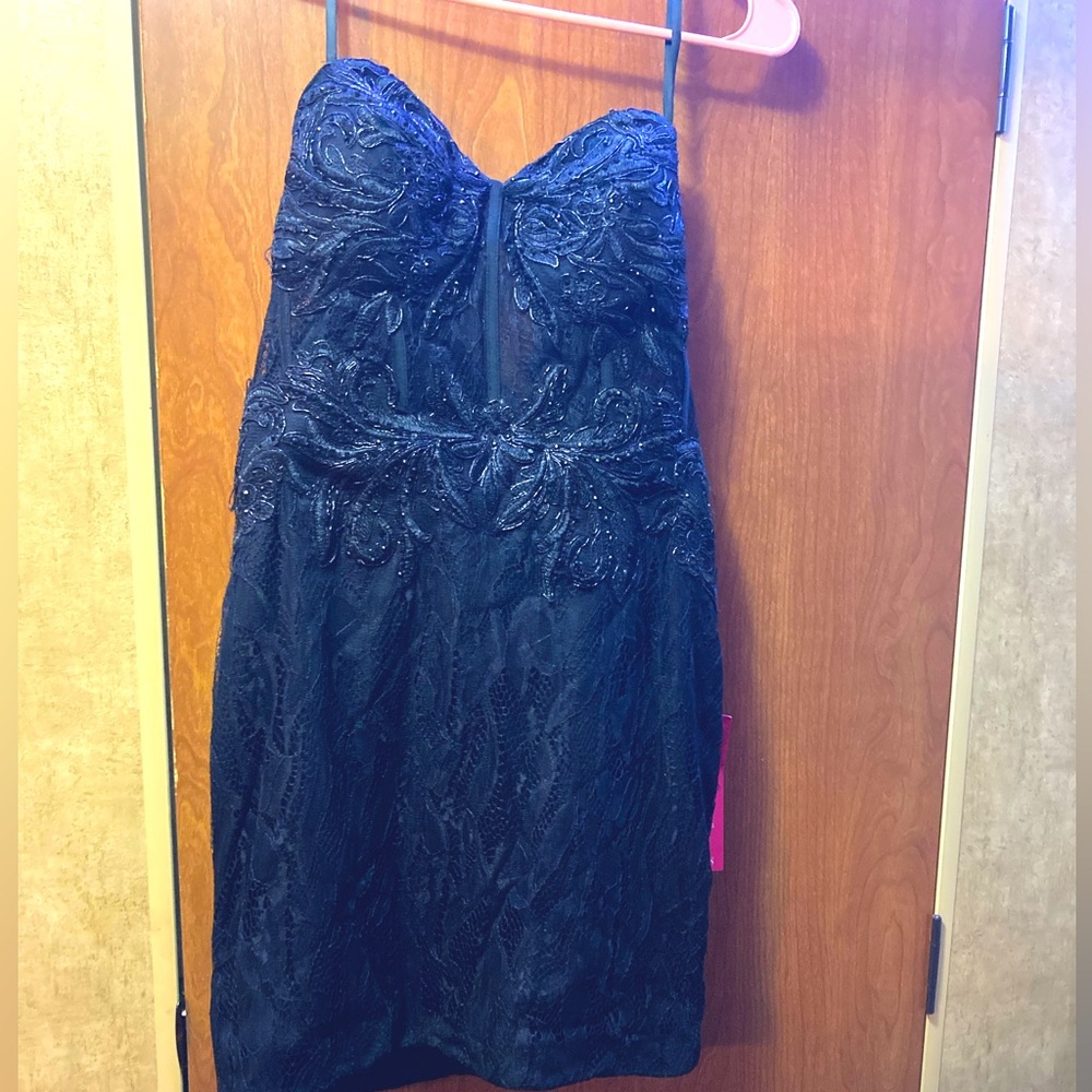Black lace and rhinestone dress